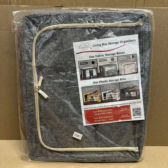 Collapsible Storage Boxes for Clothes Large Size 20×16×15 Gray Clothes Linen - Picture 2 of 3